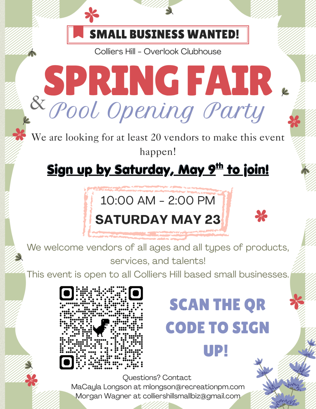 Colliers Hill – Spring Fair Vendor Sign Ups
