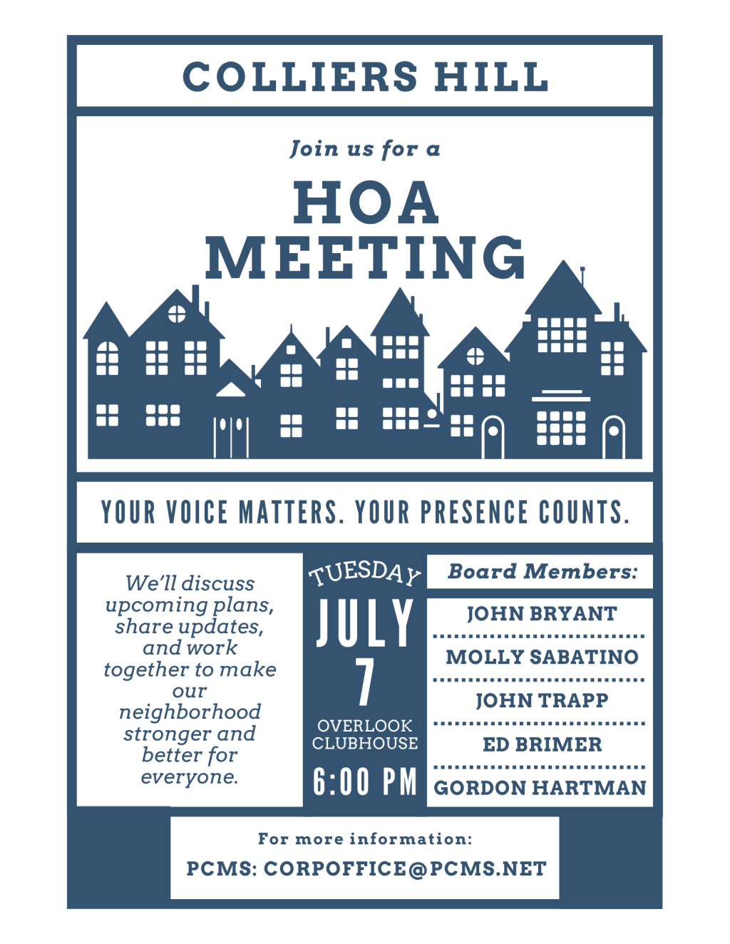 Colliers Hill – HOA Board Meeting – JULY&nbsp;2026